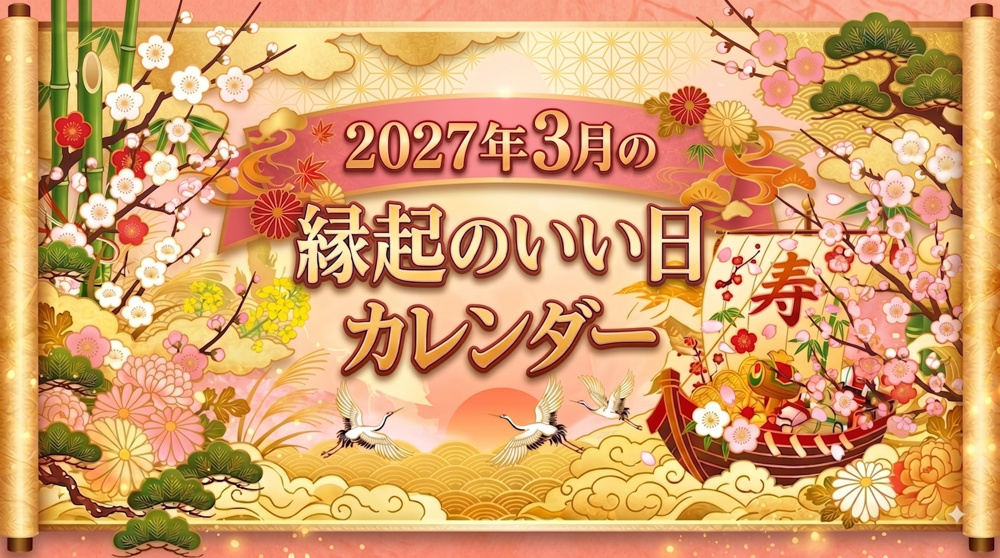 2027年3月の縁起のいい日カレンダーの画像