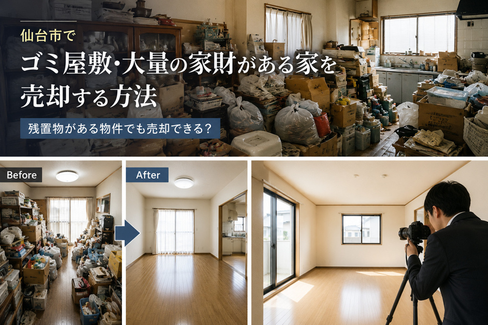 仙台市でゴミ屋敷・大量の家財がある家を売却する方法｜残置物がある物件でも売却できる？の画像