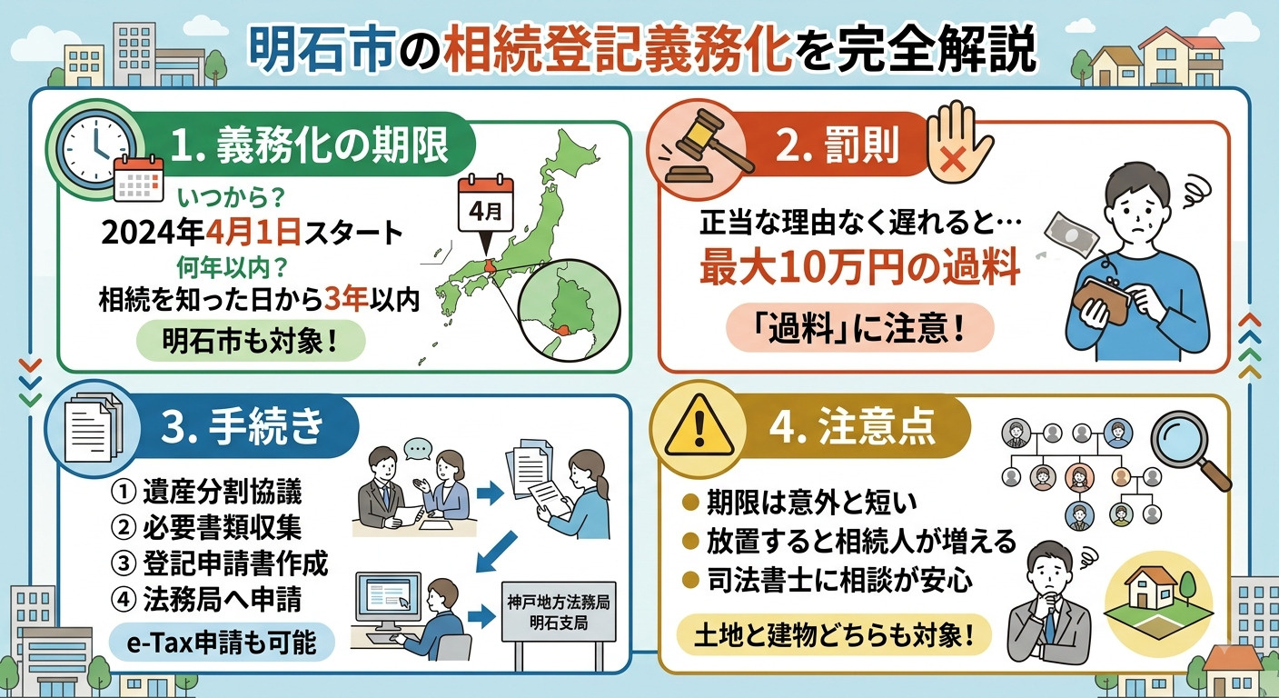「相続登記してないと罰則があるって本当?」明石市の義務化内容と対処法を完全解説の画像