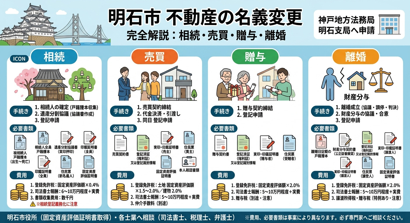 明石市の不動産の名義変更、放置していませんか?手続き・費用・リスクを完全解説の画像