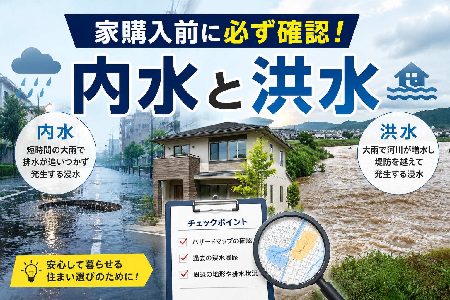 家購入前に必ず確認！【内水と洪水】の画像