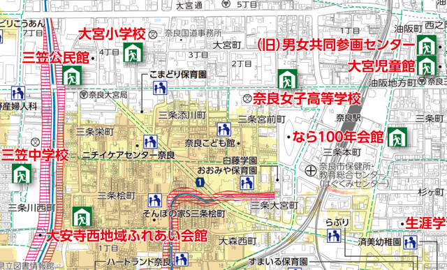 奈良駅西口周辺の洪水浸水想定区域マップ