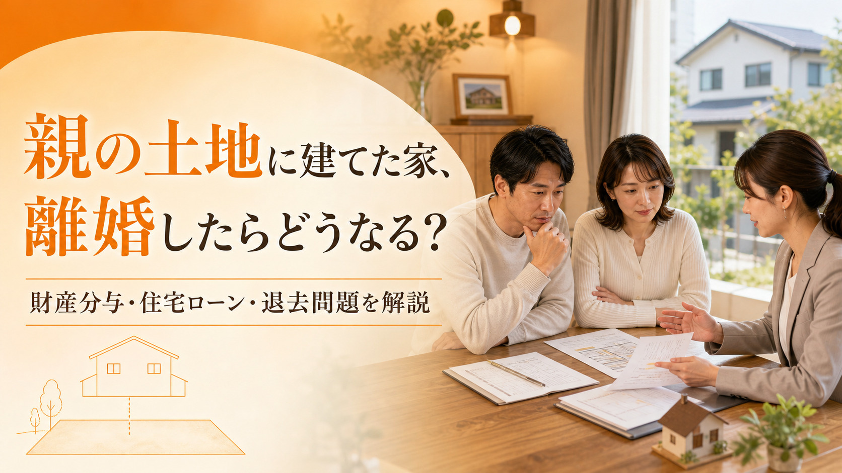 親の土地に家を建てると離婚時はどうなる？財産分与と退去売却の注意点の画像