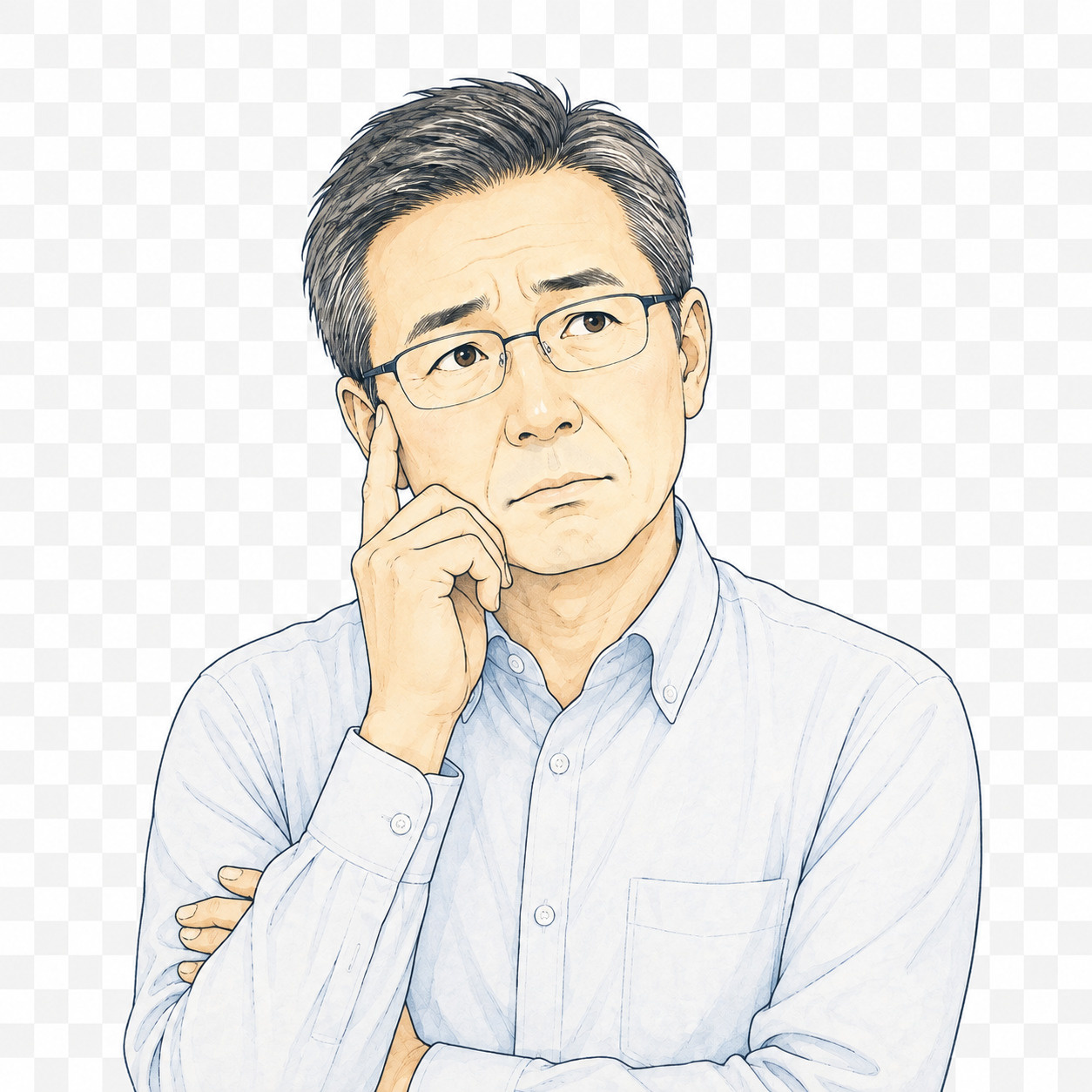 兄弟で意見が分かれた相続不動産について相談する60代会社員をイメージしたイラスト