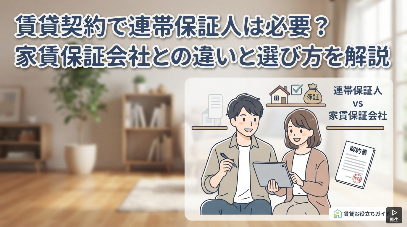賃貸契約で連帯保証人は必要？家賃保証会社との違いと選び方を解説の画像