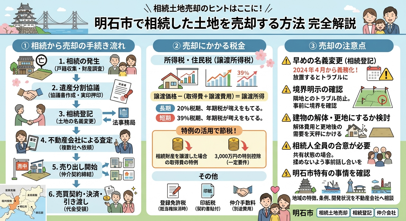 「相続した土地、どう売ればいい？」明石市の土地売却の流れと注意点をプロが解説の画像