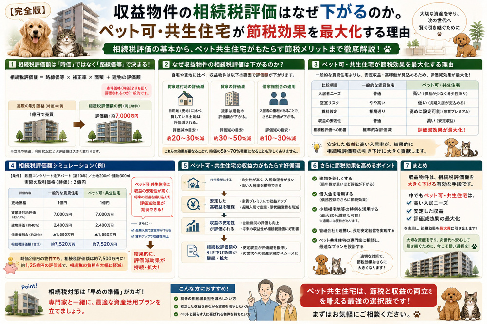 【完全版】収益物件の相続税評価はなぜ下がるのか。ペット可・共生住宅が節税効果を最大化する理由の画像