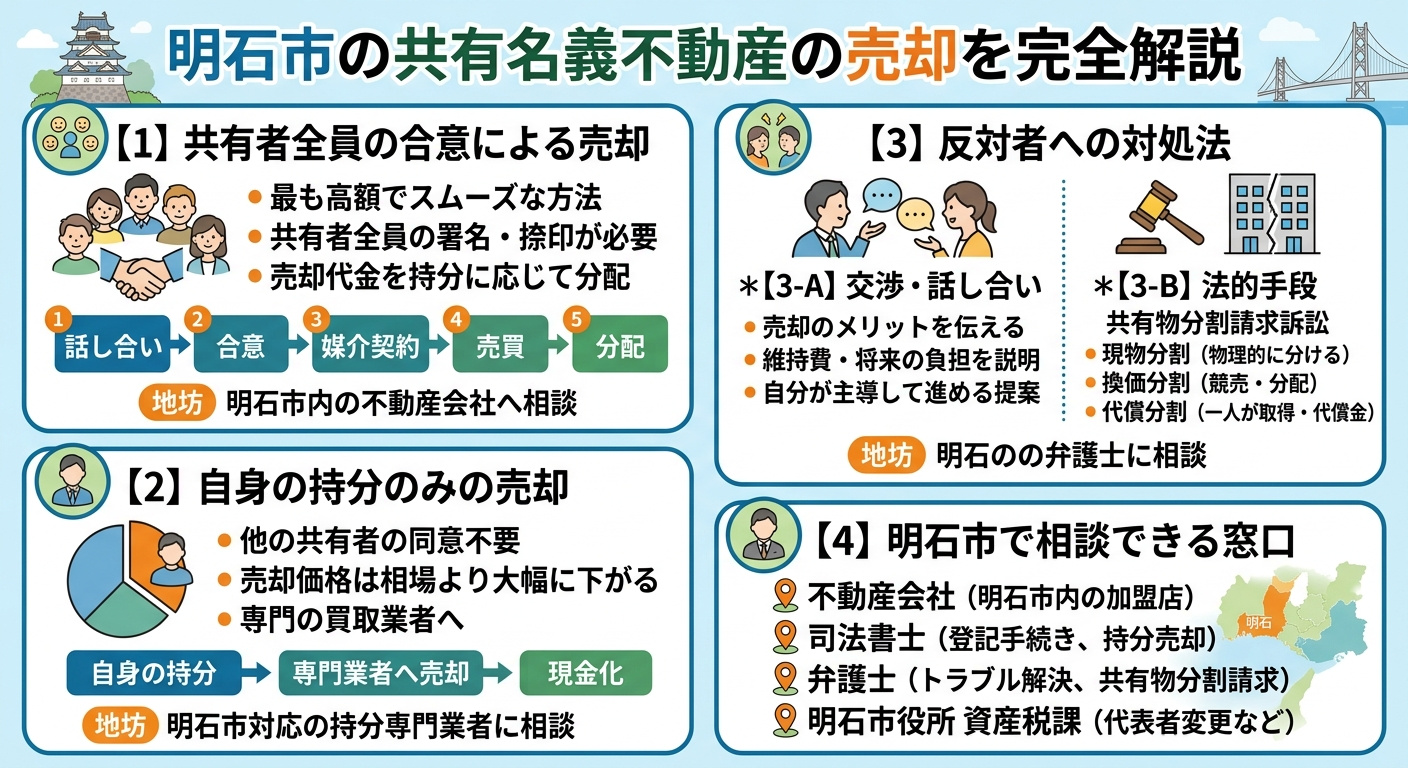 【明石市】共有名義の不動産を売却する方法｜5パターン・反対者対処法・注意点を徹底解説の画像