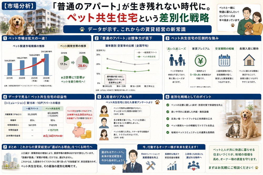 【市場分析】「普通のアパート」が生き残れない時代に。ペット共生住宅という差別化戦略の画像