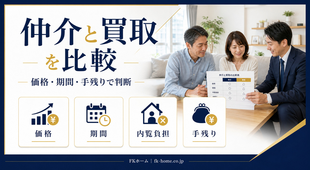 不動産売却で仲介と買取はどちらが良い？価格・期間・手残りで比較する判断ポイントの画像