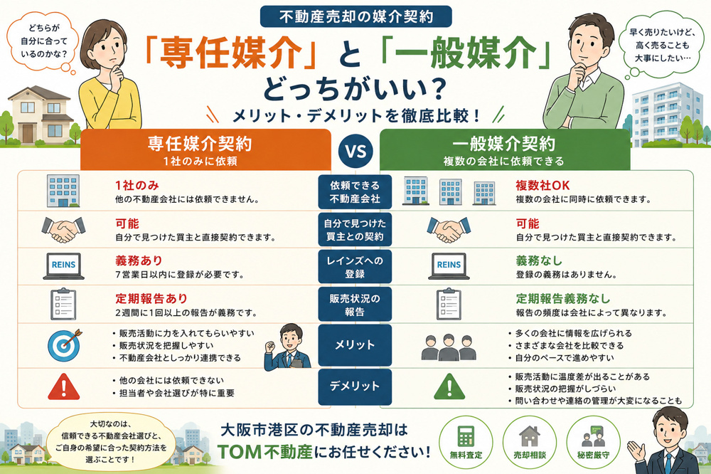 【不動産売却】「専任媒介」と「一般媒介」どっちがいい？メリット・デメリットを徹底比較の画像