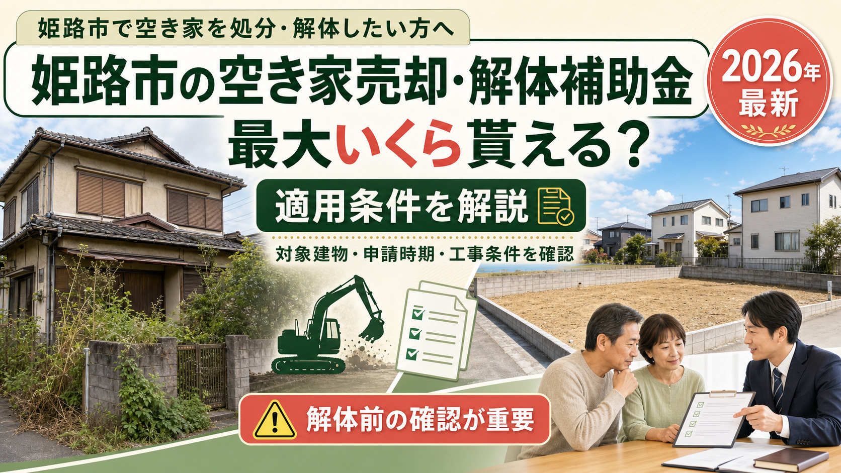 姫路市の空き家売却・解体補助金｜最大いくら貰える？【2026年最新】適用条件を解説の画像