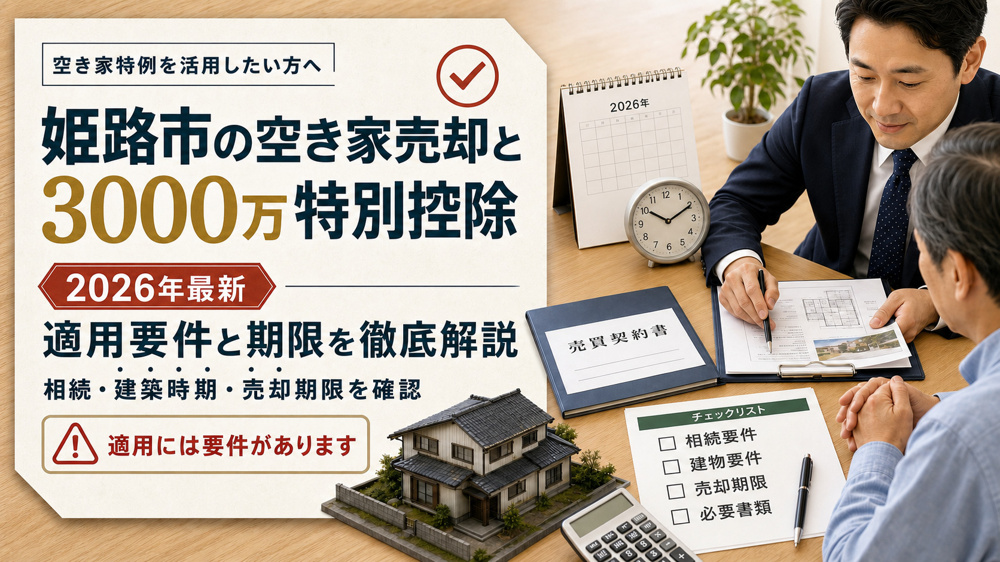 姫路市の空き家売却と3000万特別控除【2026年最新】｜適用要件と期限を徹底解説の画像