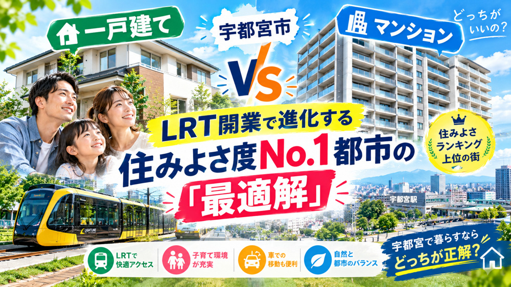 【宇都宮市】一戸建て vs マンション｜LRT開業で進化する住みよさ度No.1都市の「最適解」の画像