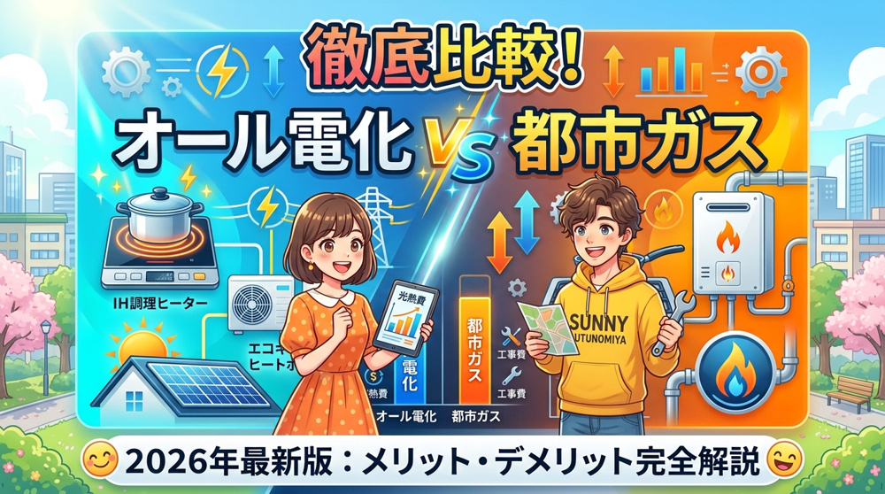 オール電化 vs 都市ガス それぞれのメリット・デメリットを徹底比較の画像