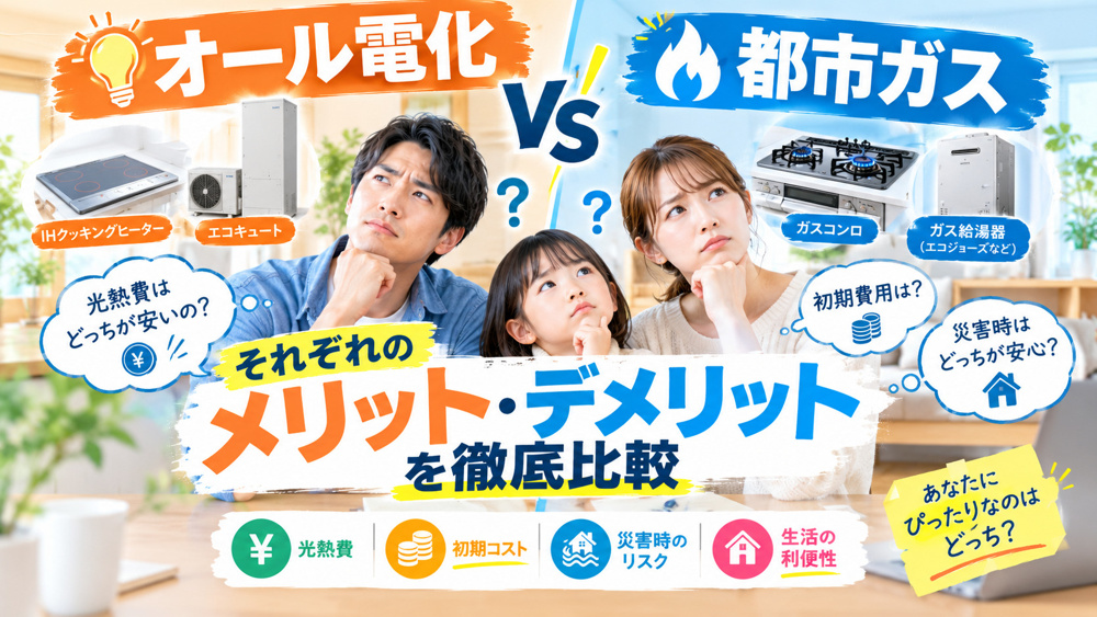 オール電化 vs 都市ガス それぞれのメリット・デメリットを徹底比較の画像