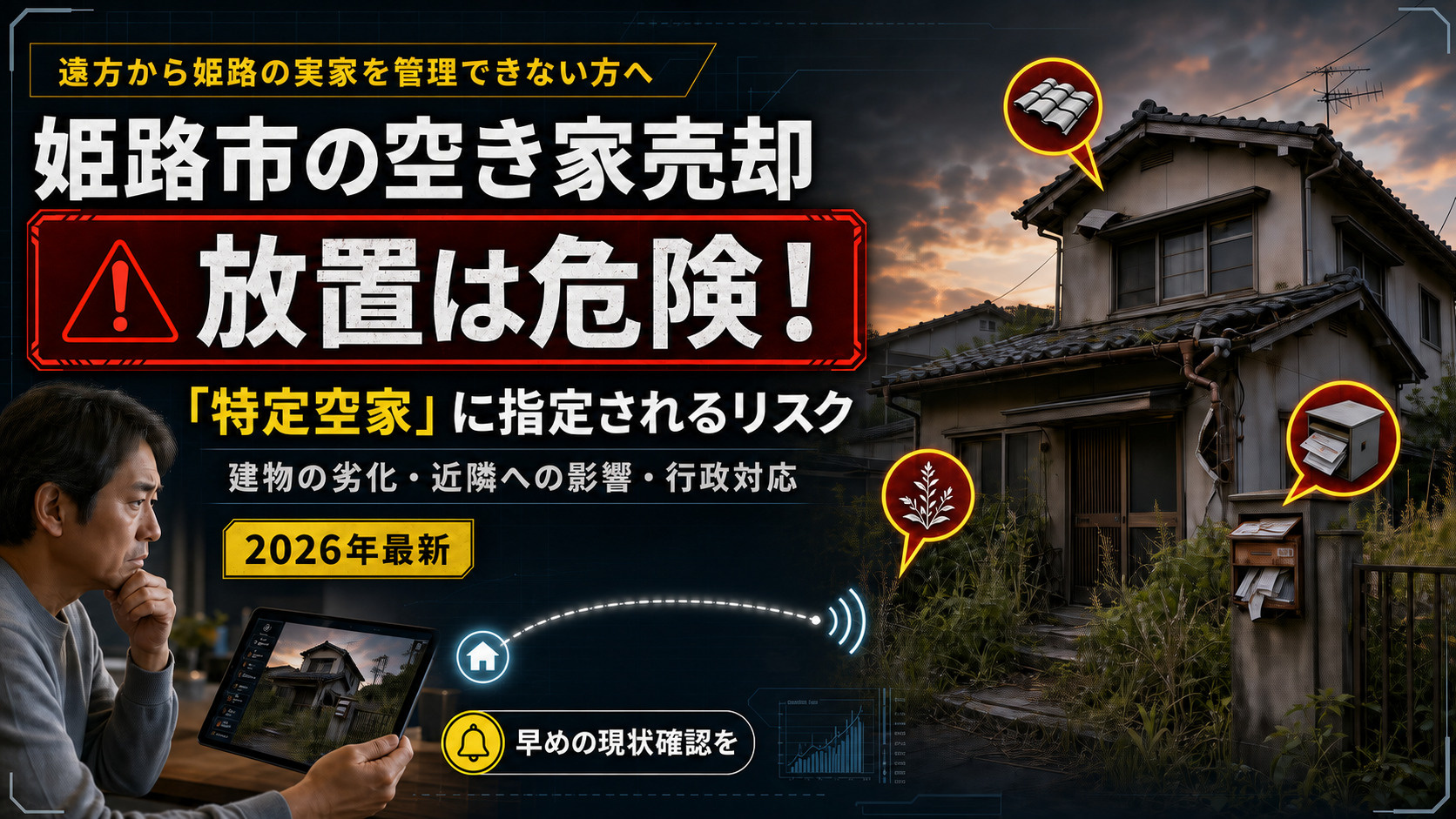 姫路市の空き家売却|放置は危険!【2026年最新】「特定空家」に指定されるリスクの画像