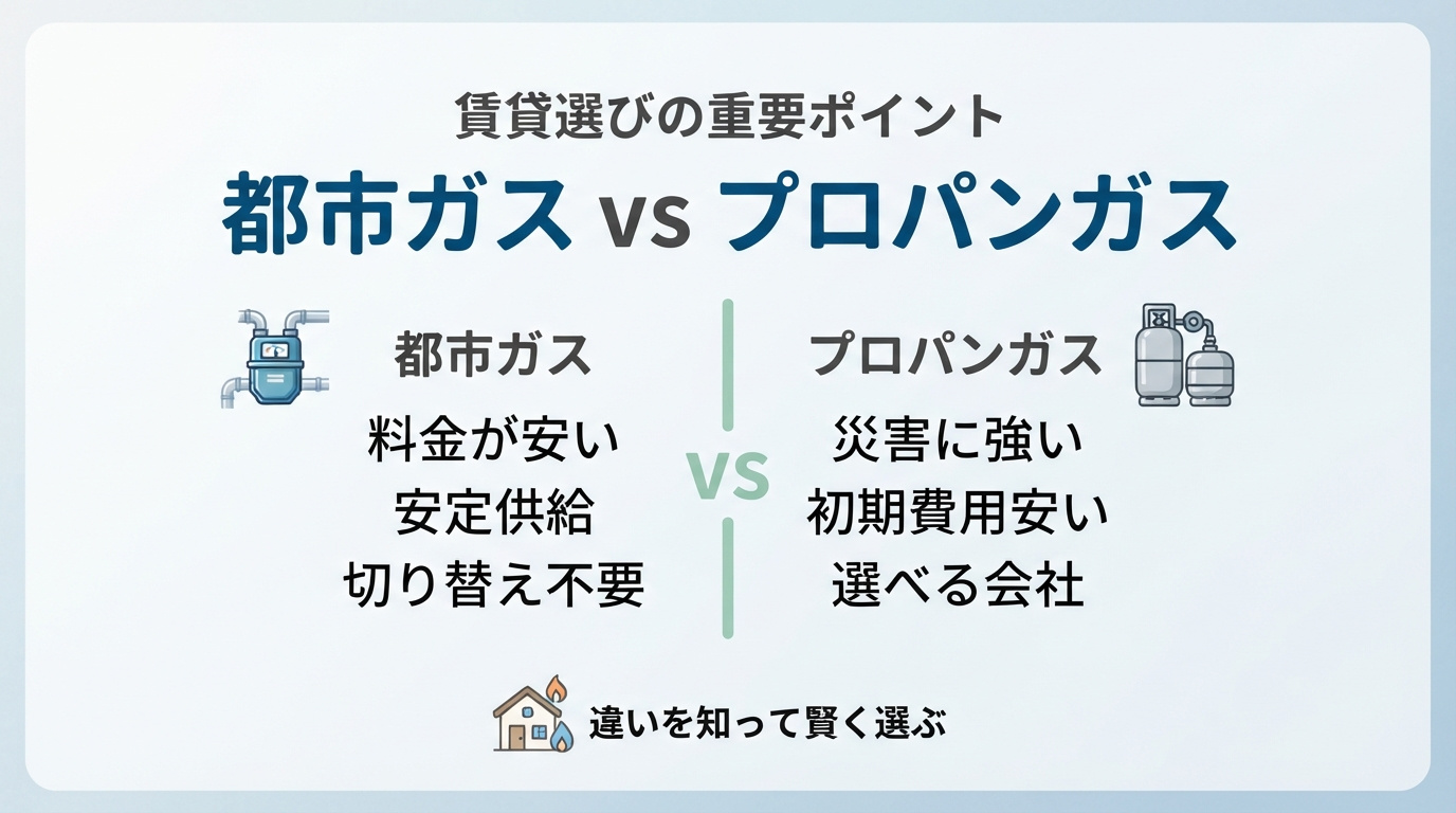 都市ガスとプロパンガス賃貸の違いは？料金や安全性を比較して選び方を解説の画像