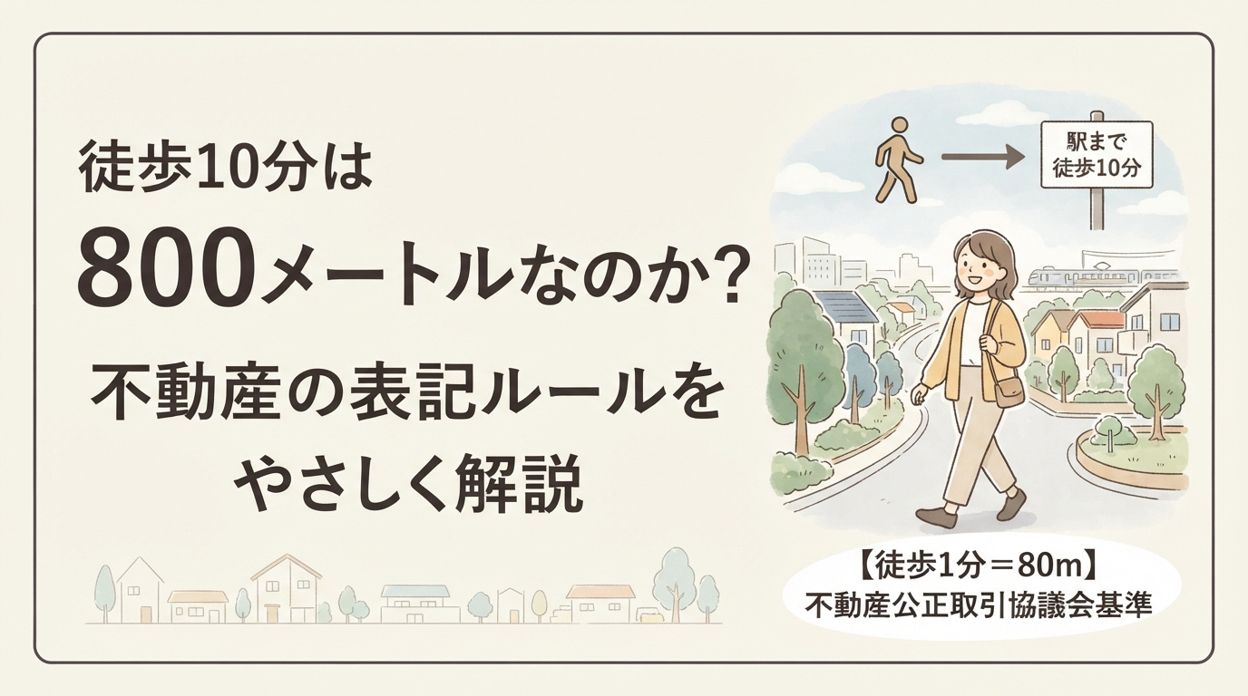 徒歩10分は800メートルなのか？不動産の表記ルールをやさしく解説の画像