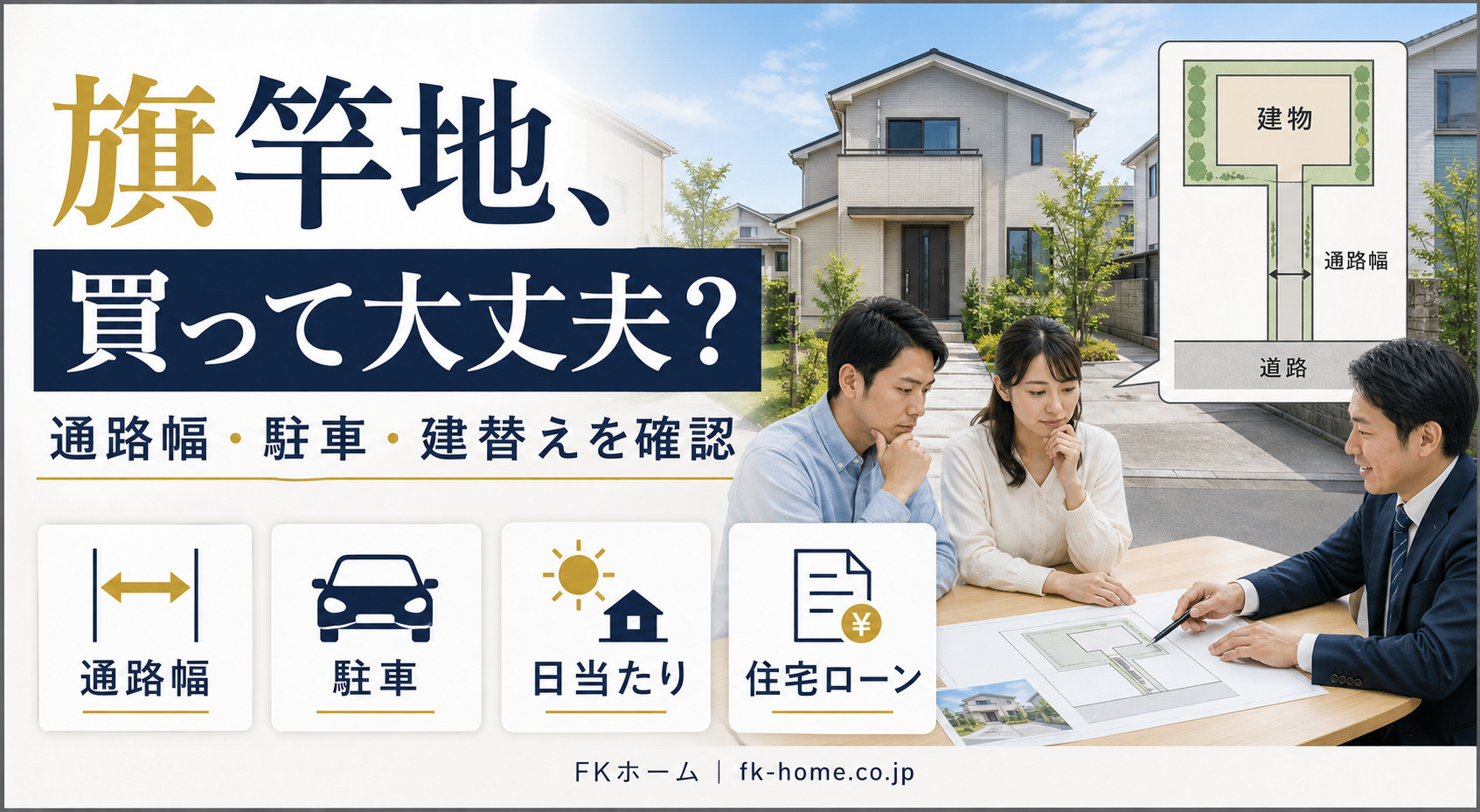 中古戸建て購入で旗竿地は大丈夫?通路幅・駐車・日当たり・建替え前に確認したいポイントの画像