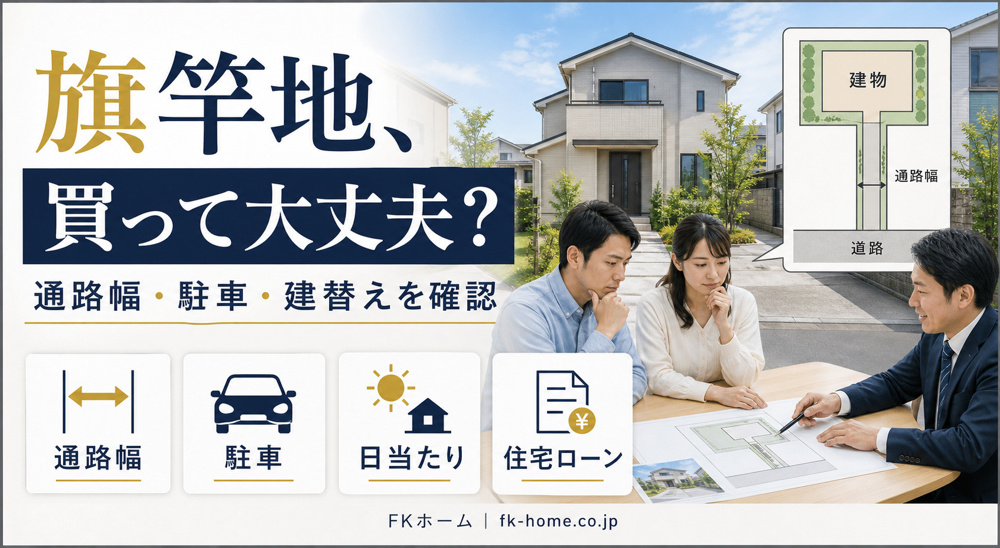 中古戸建て購入で旗竿地は大丈夫？通路幅・駐車・日当たり・建替え前に確認したいポイントの画像