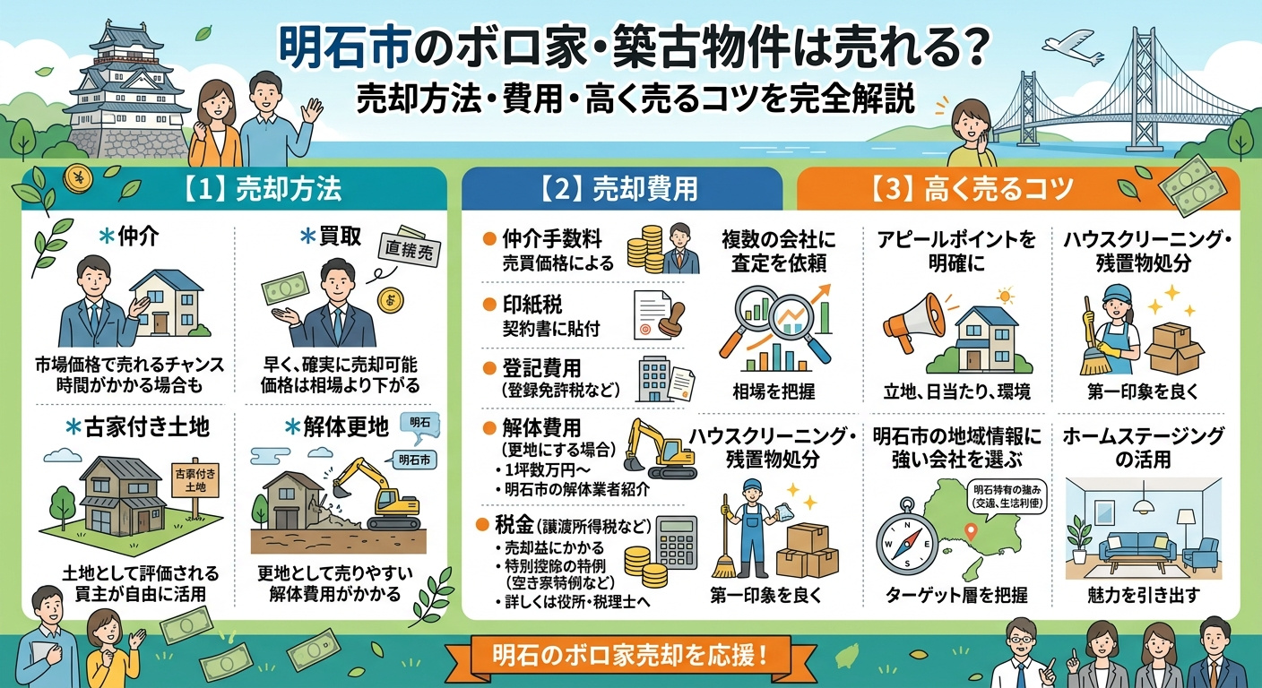 明石市のボロ家・築古物件は売れる?売却方法・費用・高く売るコツを完全解説の画像