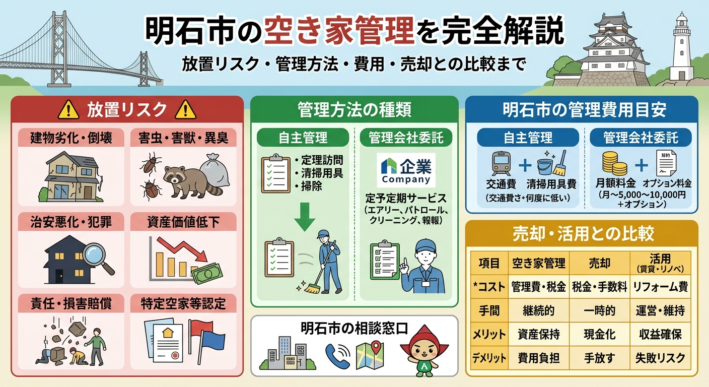 【明石市】空き家管理の方法・費用・放置リスク・特定空き家の指定を徹底解説の画像