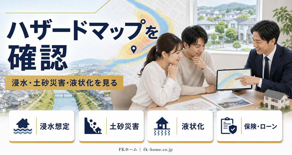 住宅購入前にハザードマップはどこを見る？浸水・土砂災害・液状化と資金計画の確認ポイントの画像