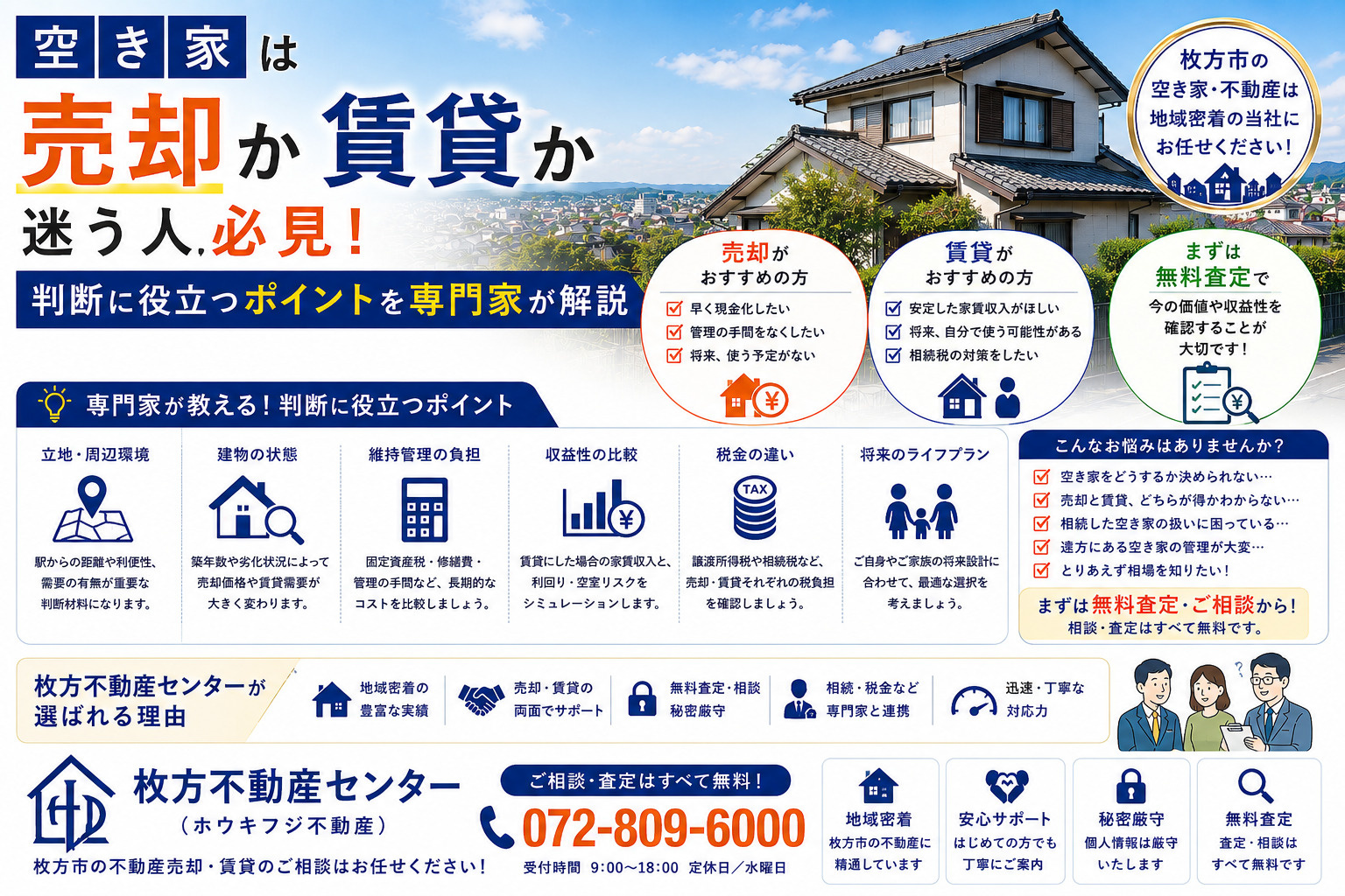 空き家は売却か賃貸か迷う人必見?判断に役立つポイントを専門家が解説の画像