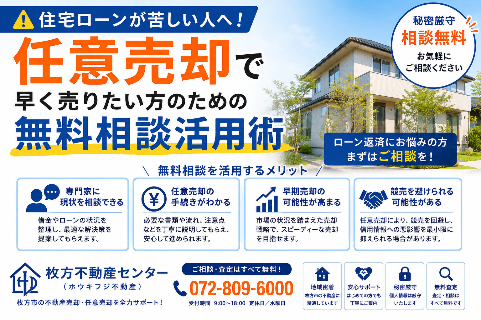 任意売却で住宅ローンが苦しい人へ！早く売りたい方のための無料相談活用術の画像