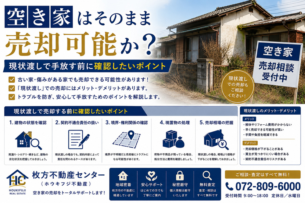空き家はそのまま売却可能か？現状渡しで手放す前に確認したいポイントの画像