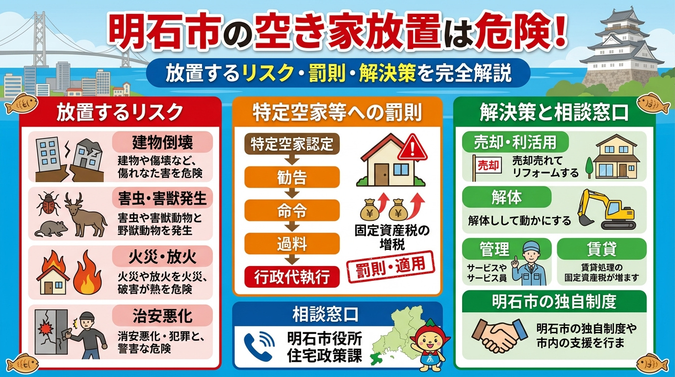 明石市の空き家放置で起こること|固定資産税6倍・強制解体・1,000万円超の損失をプロが解説の画像