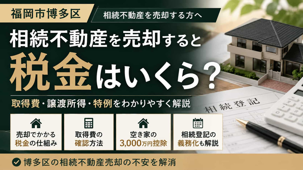 【福岡市博多区】相続不動産を売却すると税金はいくら？取得費・譲渡所得・特例を解説の画像