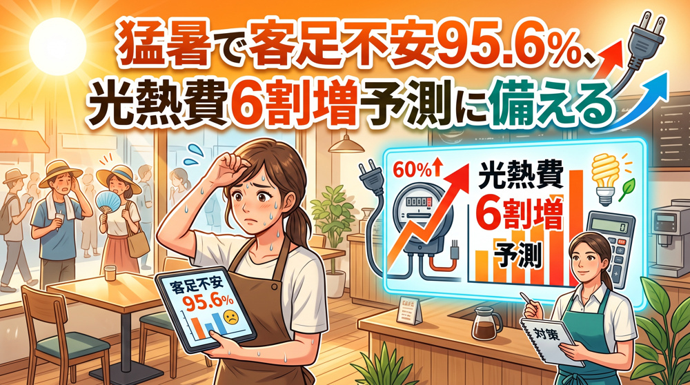猛暑で客足不安95.6%、光熱費6割増予測に備えるの画像