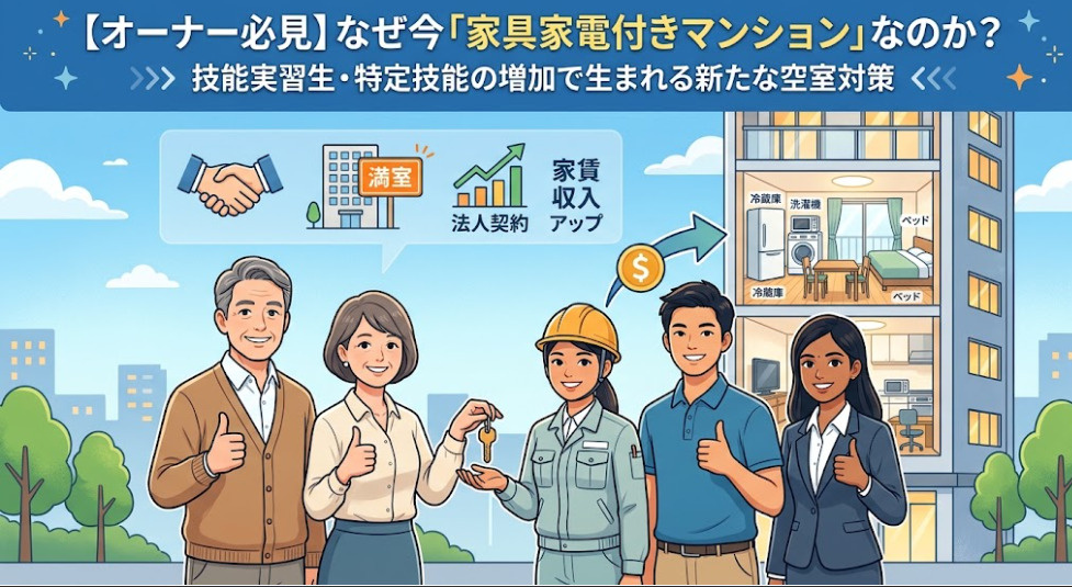 【オーナー必見】なぜ今「家具家電付きマンション」なのか？技能実習生・特定技能の増加で生まれる新たな空室対策の画像