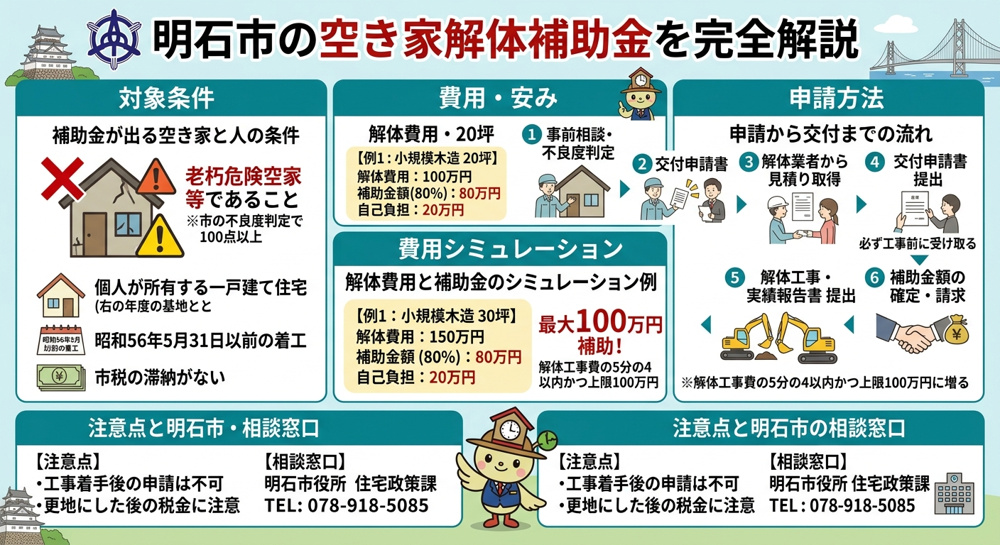 明石市の空き家解体補助金を完全解説｜対象条件・申請方法・費用シミュレーションまでの画像