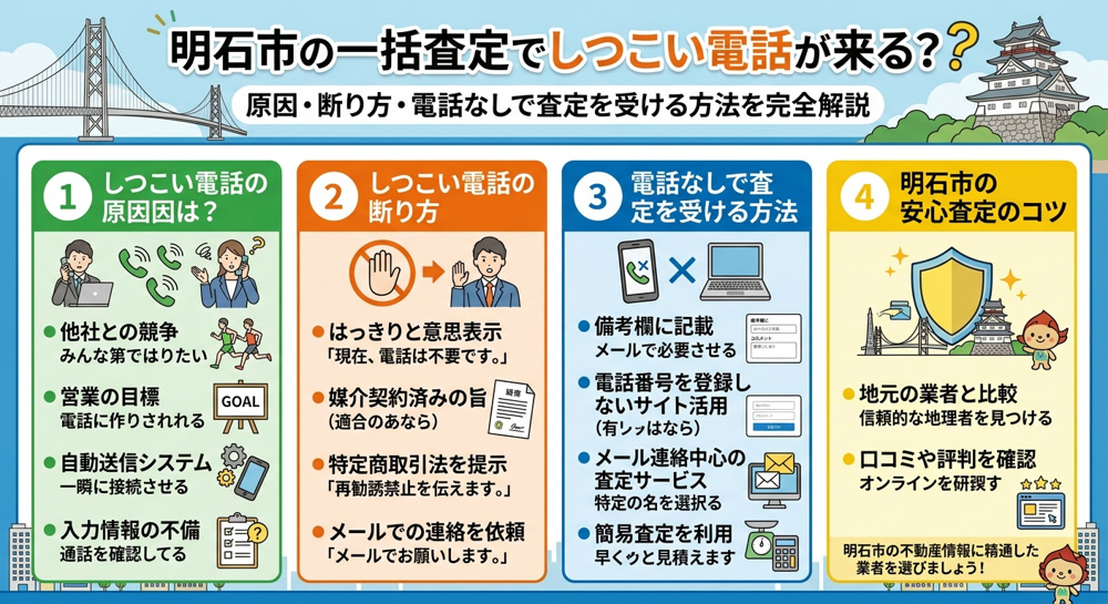 明石市の一括査定で電話に困っている方へ｜しつこい電話の断り方・止め方・電話なし査定を完全解説の画像