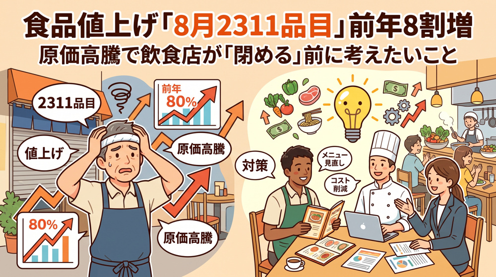 食品値上げ「2311品目」前年8割増、原価高騰と飲食店の閉店判断の画像