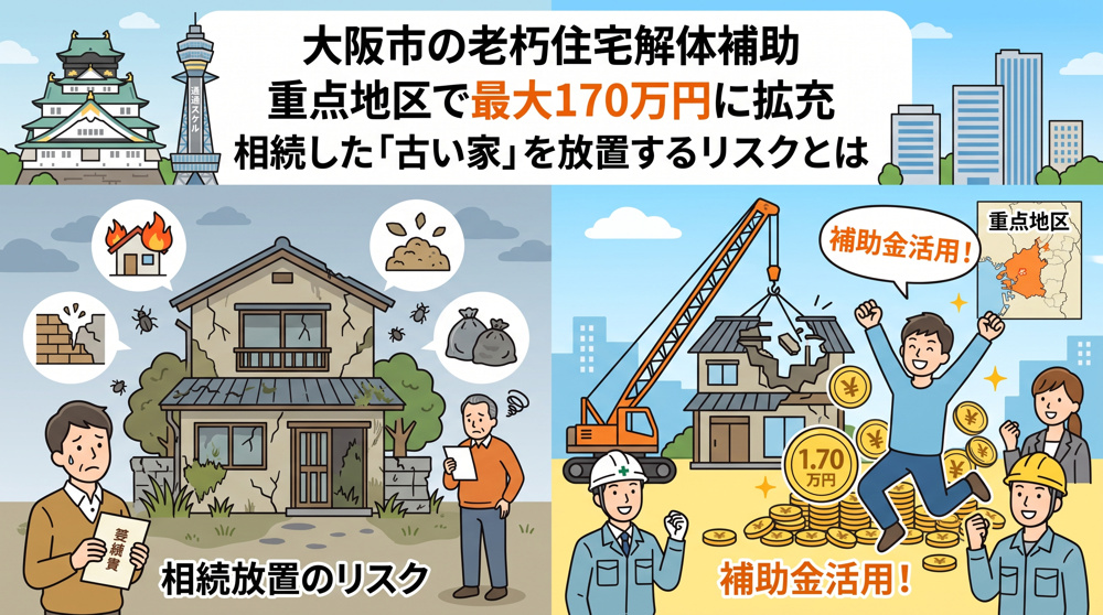 大阪市老朽住宅解体補助「最大170万円」に拡充　相続空き家の注意点の画像