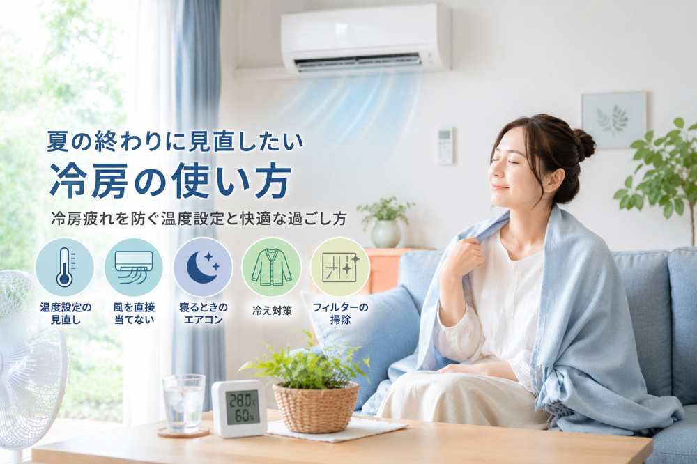 夏の終わりに見直したい冷房の使い方｜冷房疲れを防ぐ温度設定と快適な過ごし方の画像