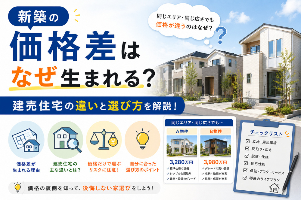 新築の価格差はなぜ生まれる？建売住宅の違いと選び方を解説の画像