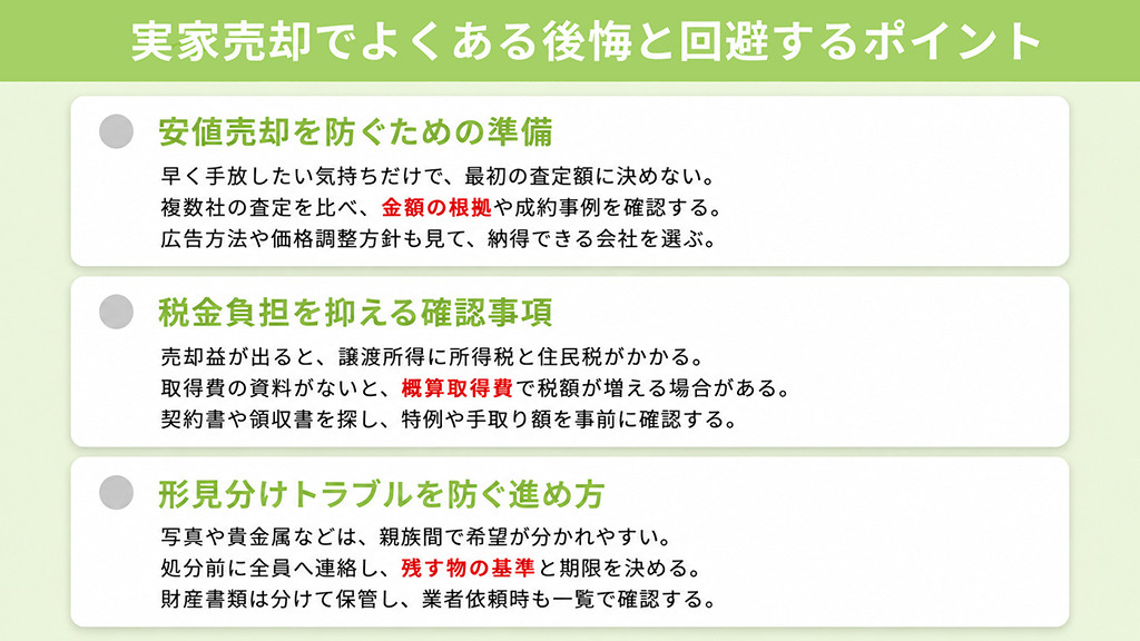 実家売却でよくある後悔と回避するポイント