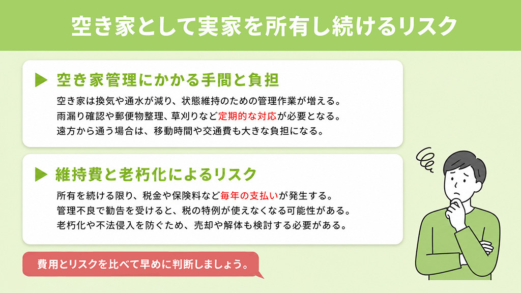 空き家として実家を所有し続けるリスク