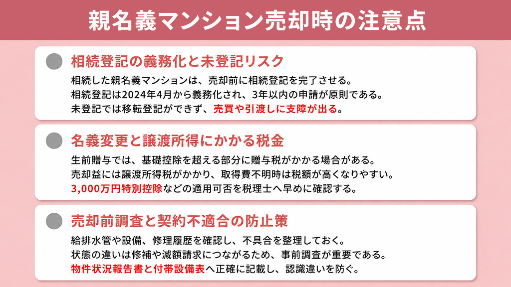 親名義マンション売却時の注意点