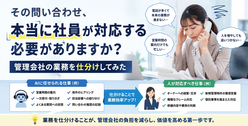 その問い合わせ、本当に社員が対応する必要がありますか？管理会社の業務を仕分けしてみたの画像