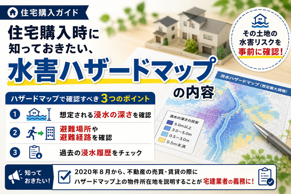住宅購入時に知っておきたい、水害ハザードマップの内容の画像