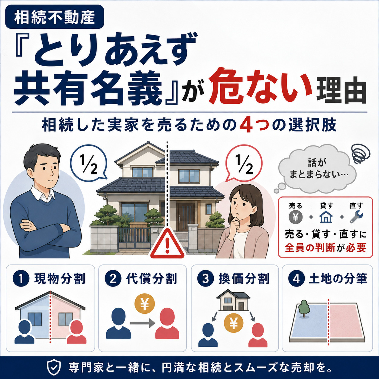 「とりあえず共有名義」が危ない理由｜相続した実家を売るための4つの選択肢の画像