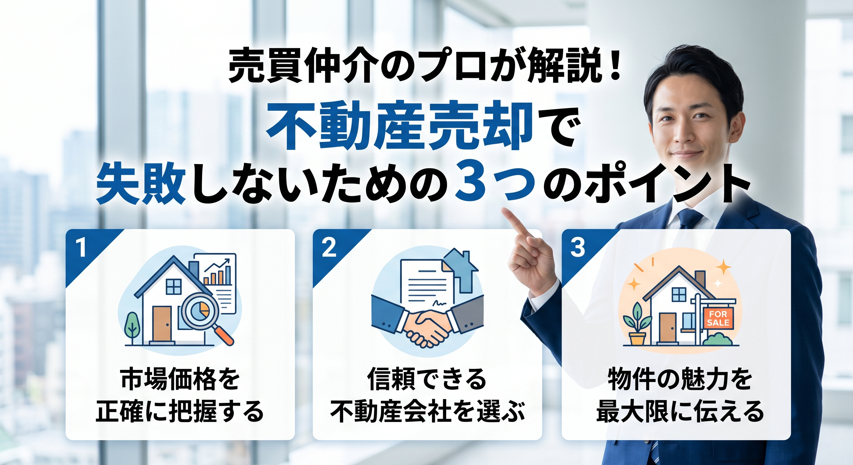 売買仲介のプロが解説！不動産売却で失敗しないための3つのポイントの画像
