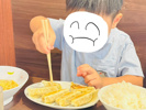 餃子7個、半ラーメン、白米茶碗一杯の画像