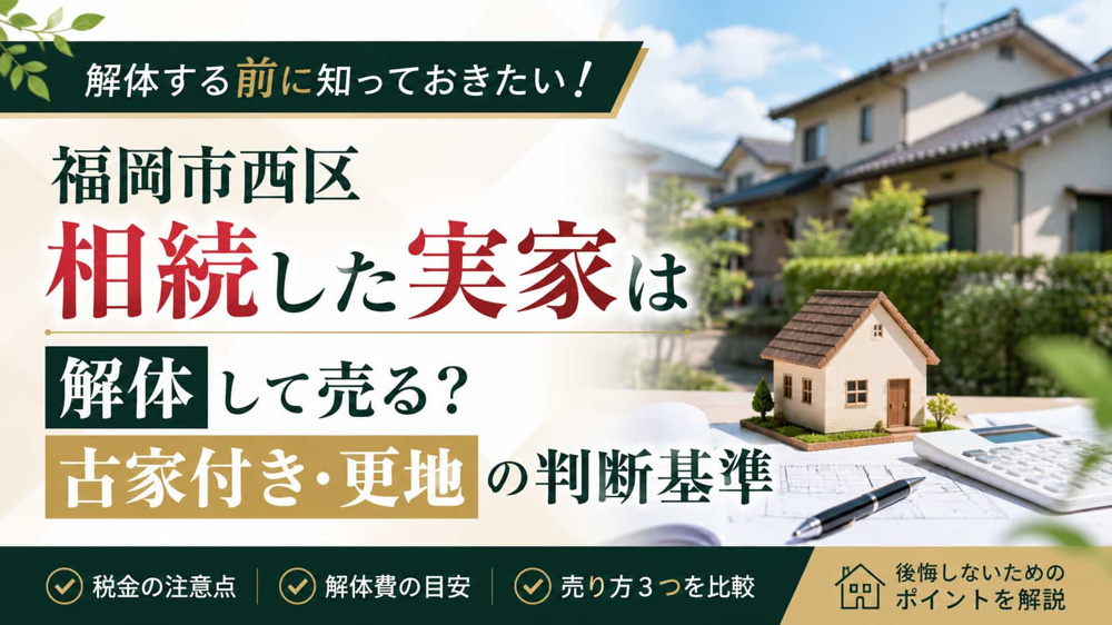 【福岡市西区】相続した実家は解体して売る？古家付き・更地売却の判断基準の画像